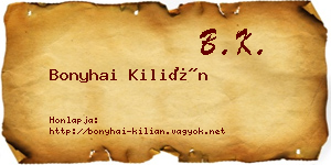 Bonyhai Kilián névjegykártya